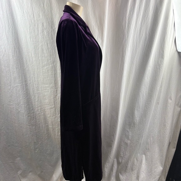 Anthropologie Skies are Blue ~ Plush Velvet Duster Coat in Dark Plum M - Picture 7 of 14